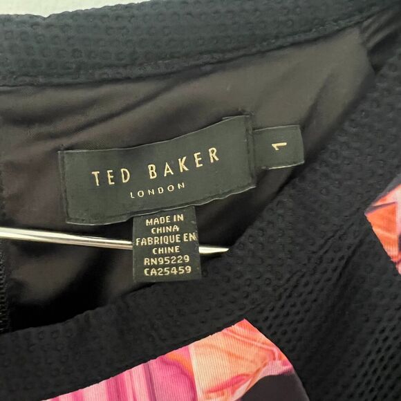 TED BAKER LONDON Jasmaii Pink and Black Geometric Print Panel Dress Ted sz 1 - Picture 3 of 10